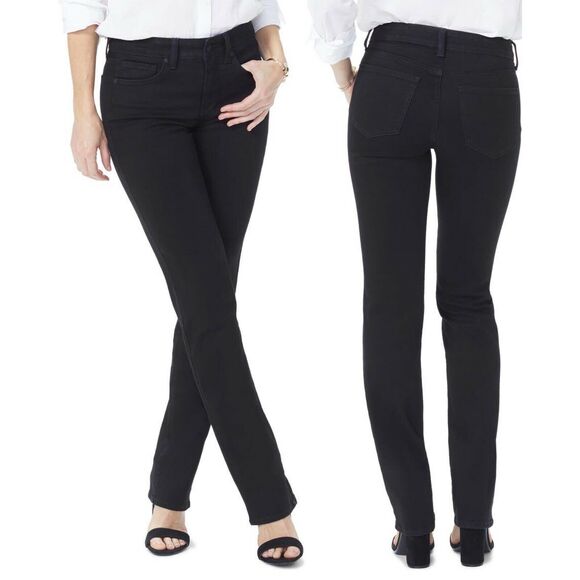 NYDJ jeans black Marilyn straight leg 0 Extra Long - Picture 1 of 5